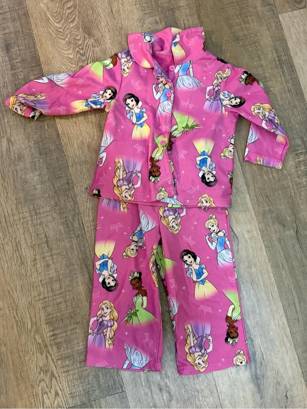 Girls Pink Disney Princess Fleece Pajama Set Size 3T